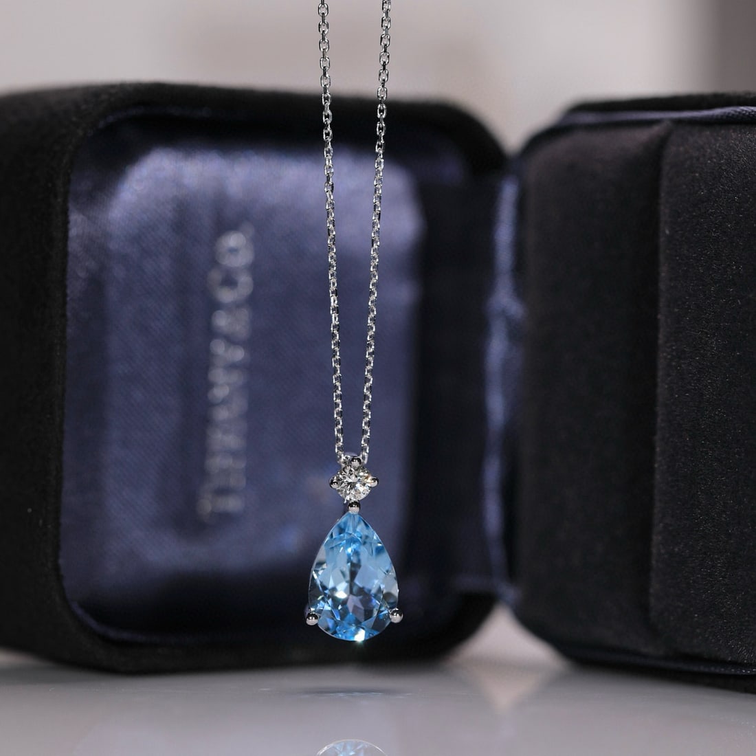 14k Gold 2.31 Ct Natural Aquamarine & Diamond Pendant( Without Chain ) - 3