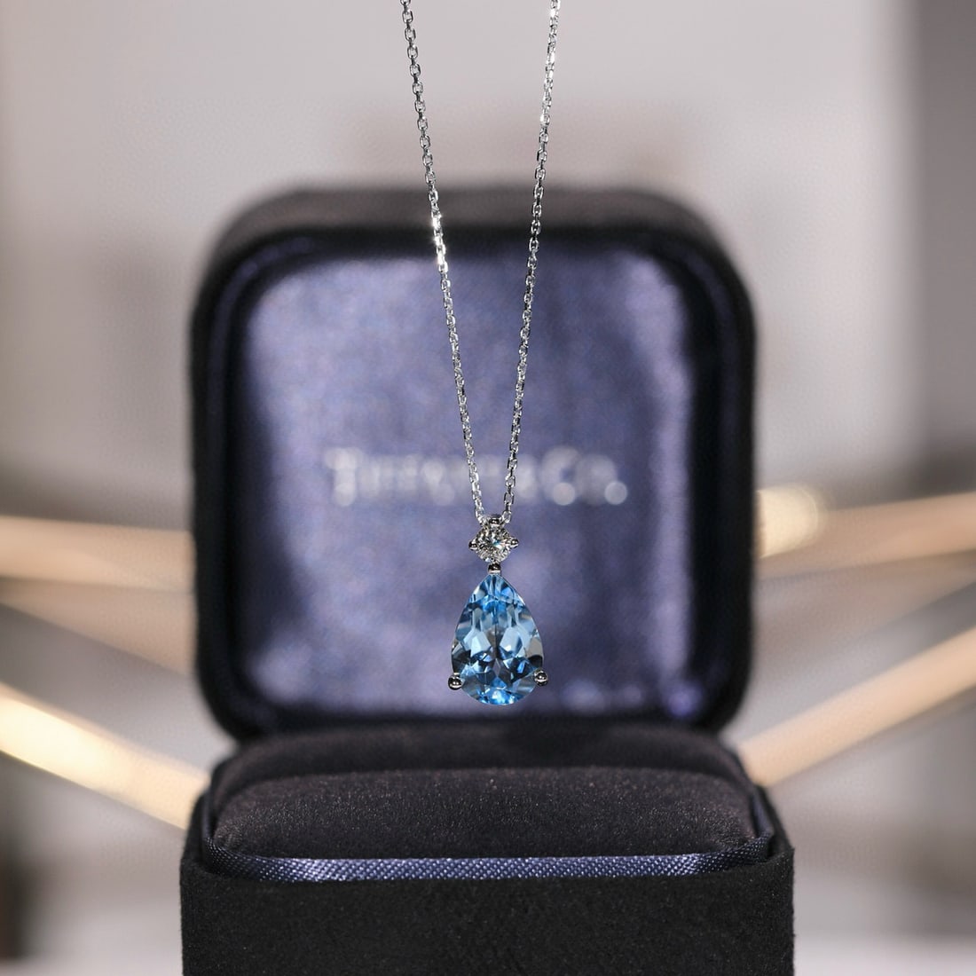 14k Gold 2.31 Ct Natural Aquamarine & Diamond Pendant( Without Chain ) - 8
