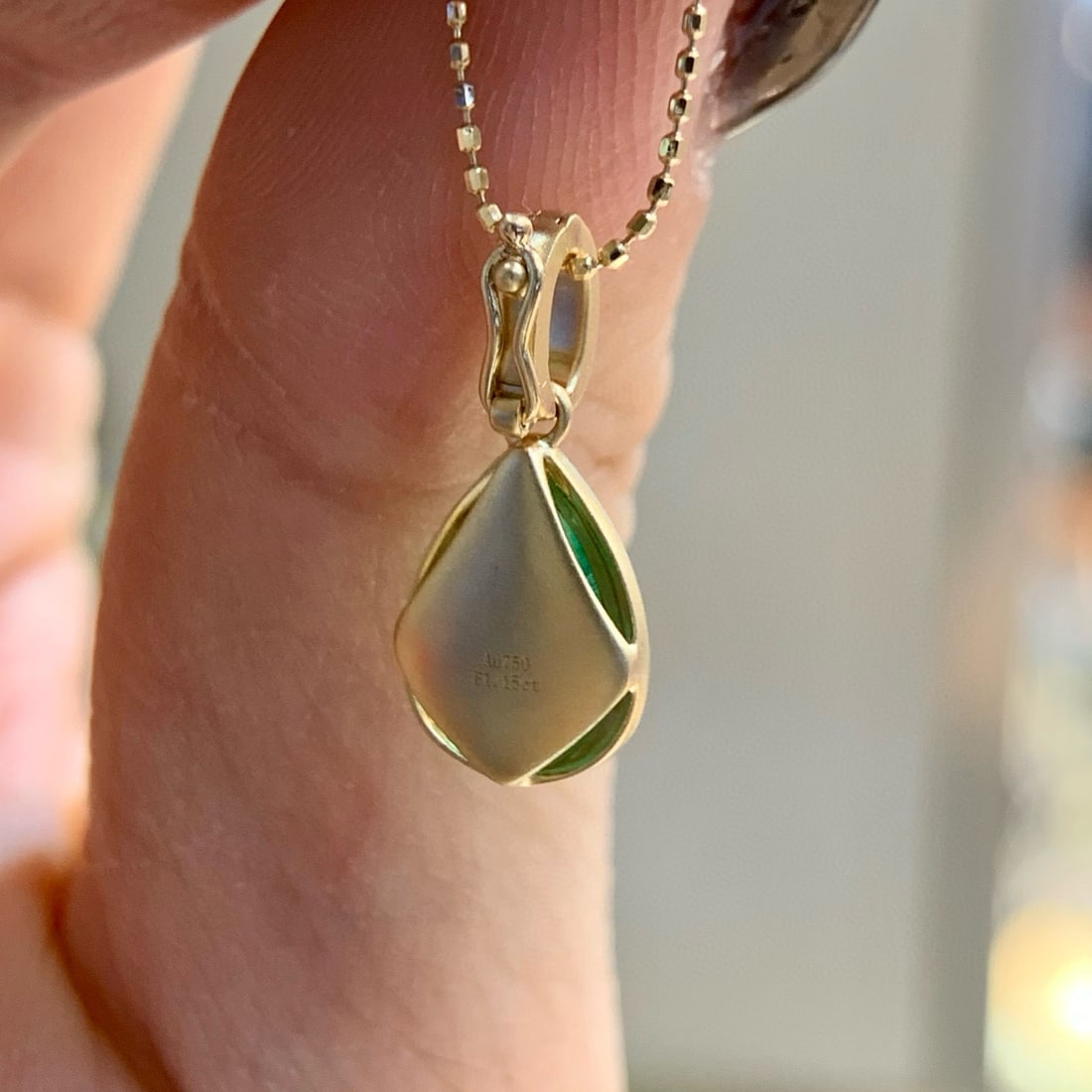 14k Gold 1.15 Ct Vivid Green Natural Emerald Pendant( Without Chain ) - 3