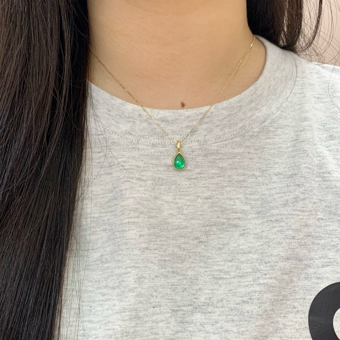 14k Gold 1.15 Ct Vivid Green Natural Emerald Pendant( Without Chain ) - 4