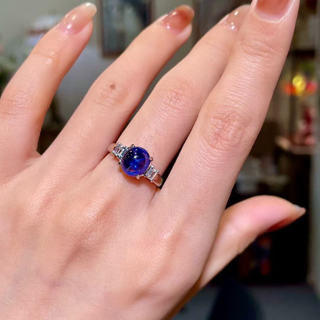 14k Gold 3.08 Ctw Natural Sapphire & Diamond Ring - 4
