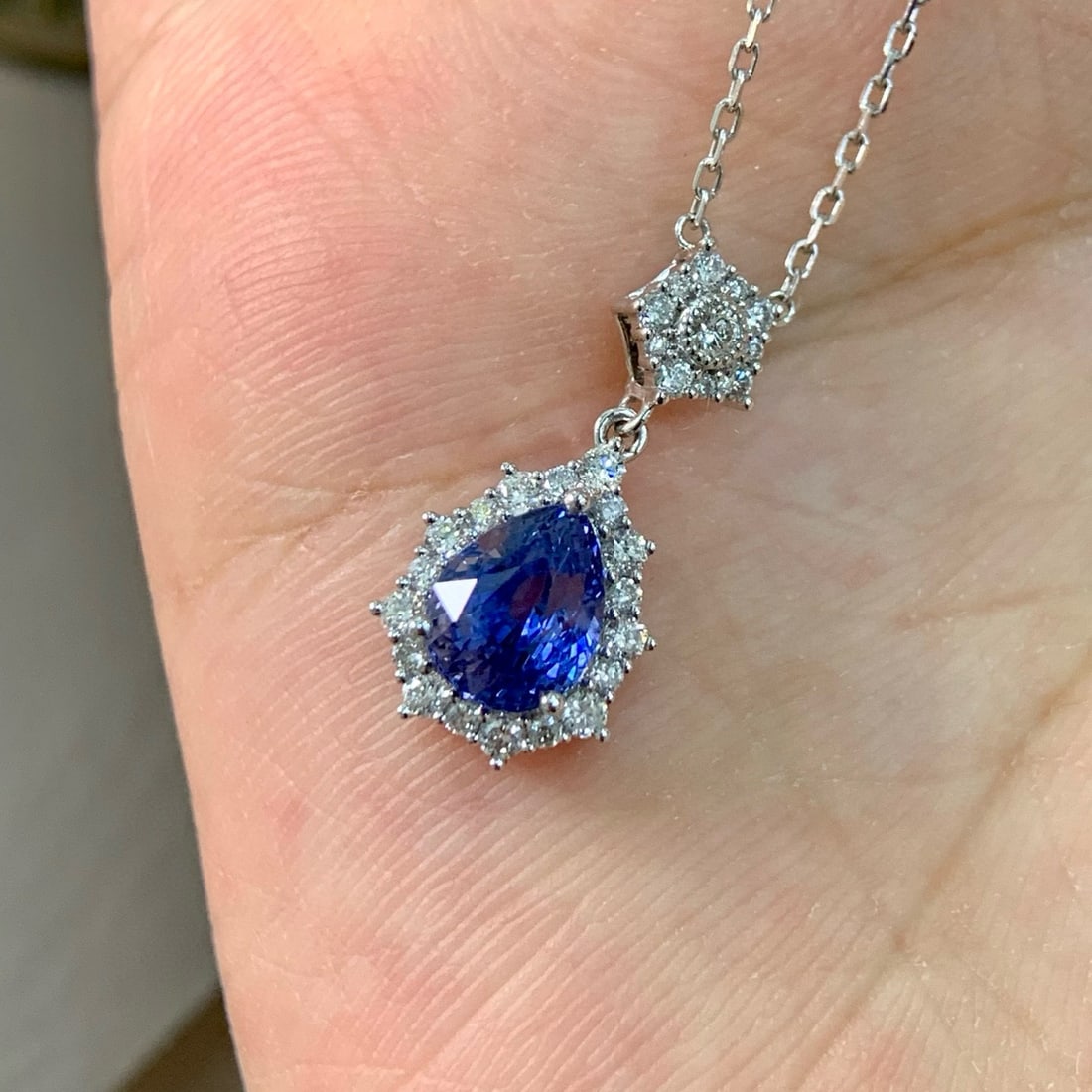 14k Gold 1.81 Ctw Natural Sapphire & Diamond Necklace - 2