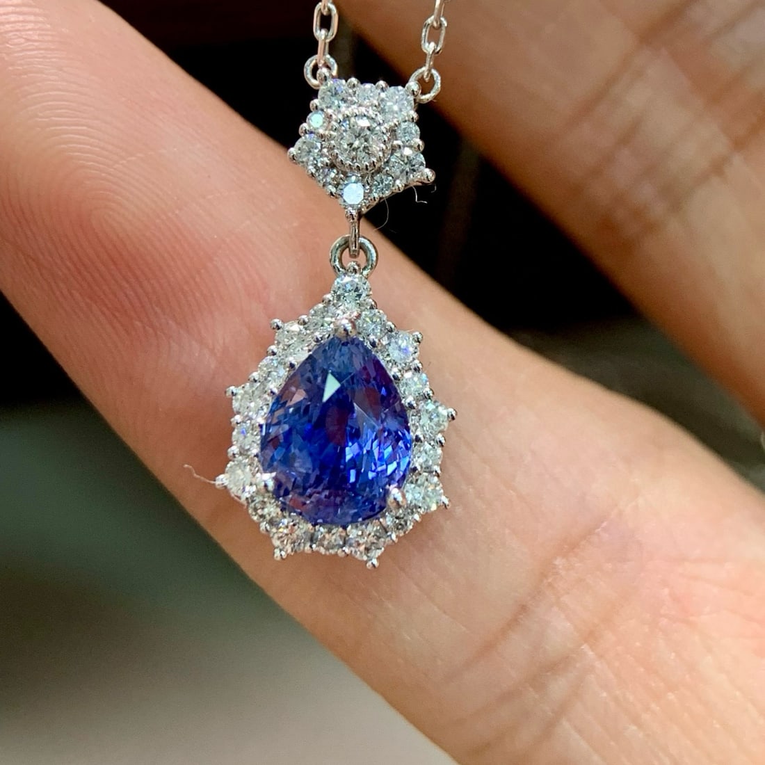 14k Gold 1.81 Ctw Natural Sapphire & Diamond Necklace - 3