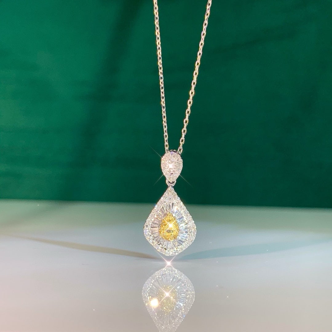 14k Gold 0.45 Ct Natural Color Diamond Necklace - 6