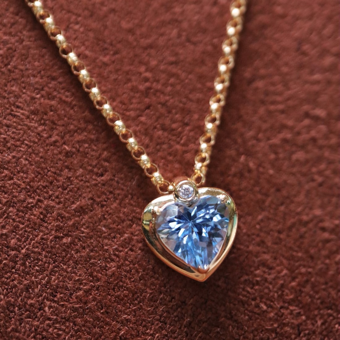 14k Gold 0.99 Ct Natural Aquamarine & Diamond Pendant( Without Chain ) - 4
