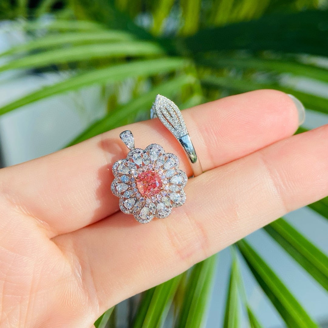 Gia Certified 14k Gold 2.08 Ctw Natural Pink Diamond & Diamond Ring - 2