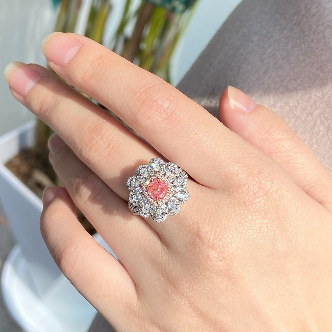 Gia Certified 14k Gold 2.08 Ctw Natural Pink Diamond & Diamond Ring - 3