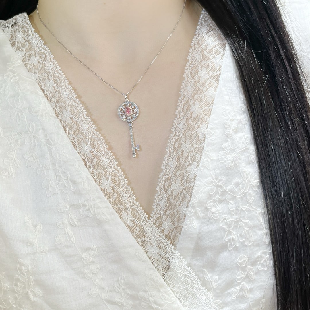 Gia Certified 14k Gold 0.74 Ctw Natural Pink Diamond & Diamond Necklace - 6