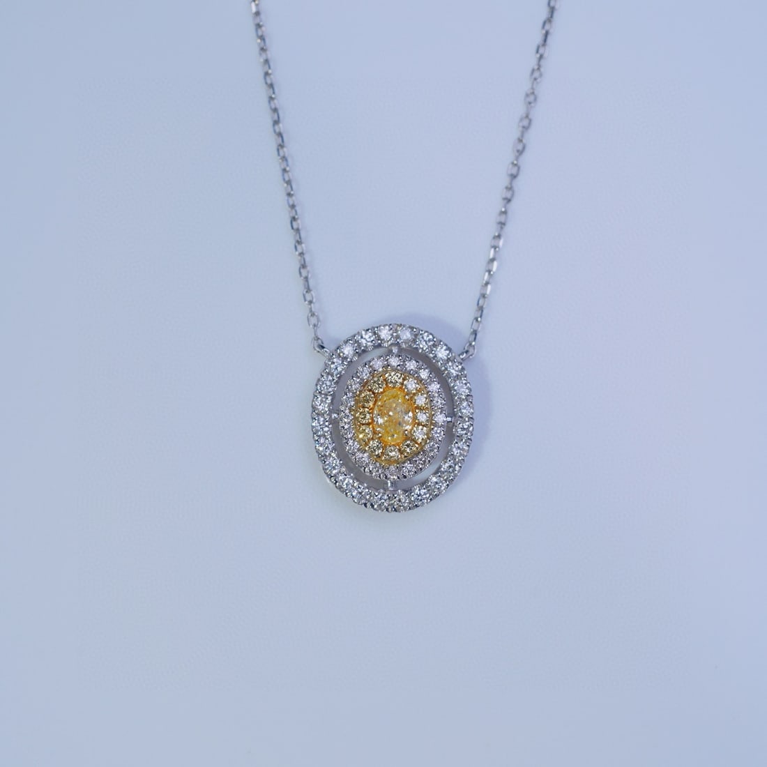 14k Gold 0.50 Ctw Natural Yellow Diamond & Diamond Necklace - 3