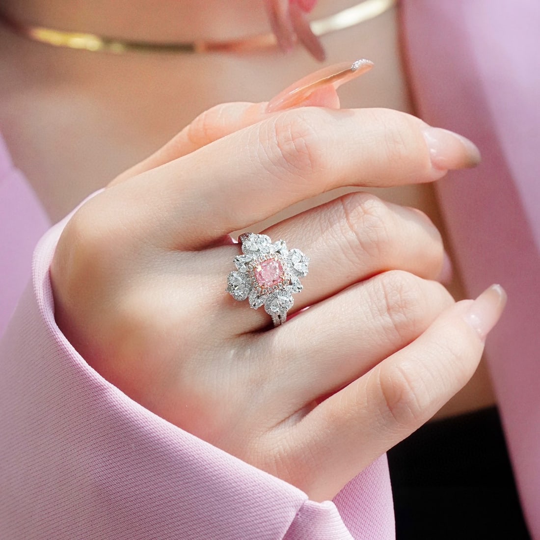 Gia Certified 14k Gold 2.03 Ctw Natural Pink Diamond & Diamond Ring/pendant( Without Chain ) - 2