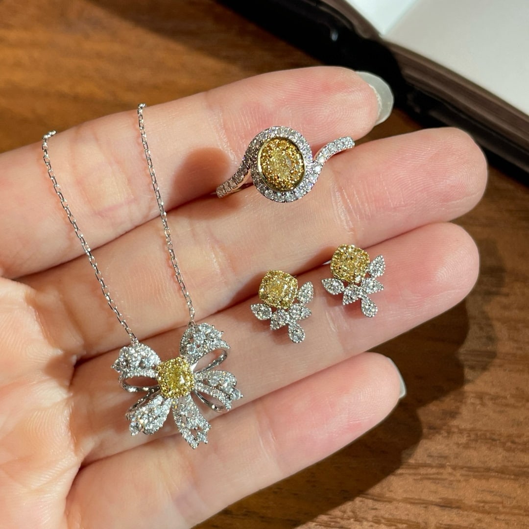 14k Gold 1.44 Ctw Natural Color Diamond Jewelry Set - 3