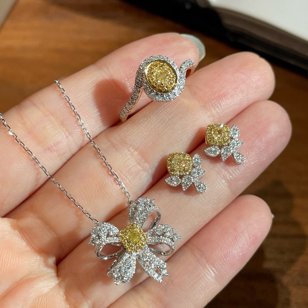 14k Gold 1.44 Ctw Natural Color Diamond Jewelry Set - 4