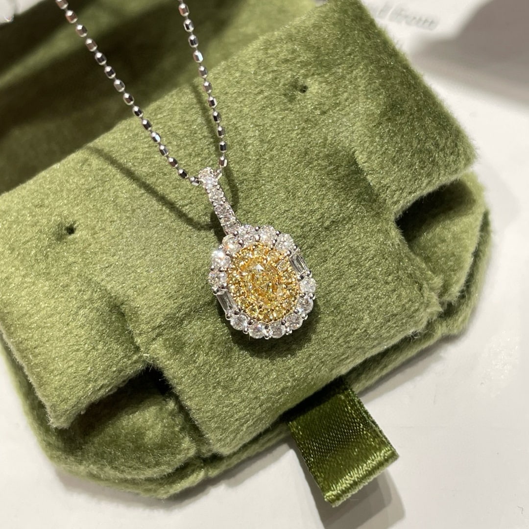 14k Gold 0.52 Ctw Natural Yellow Diamond & Diamond Pendant( Without Chain ) - 2