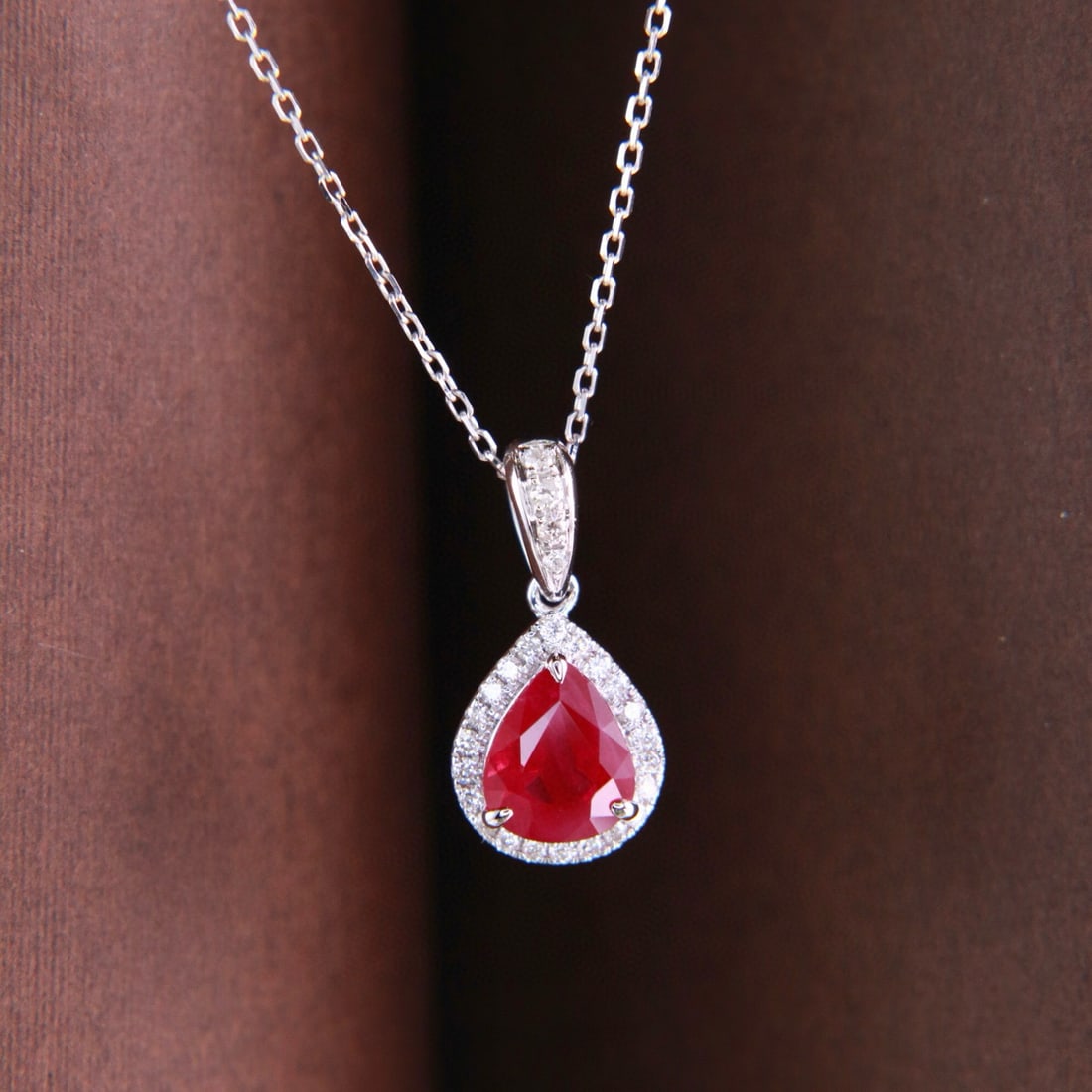14k Gold 1.24 Ctw Natural Ruby & Diamond Pendant( Without Chain ) - 3