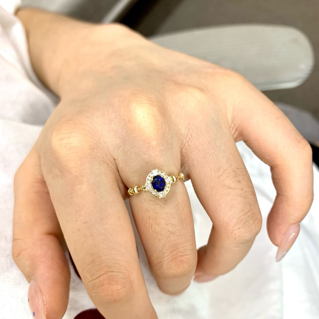 14k Gold 0.67 Ctw Natural Sapphire & Diamond Ring - 2