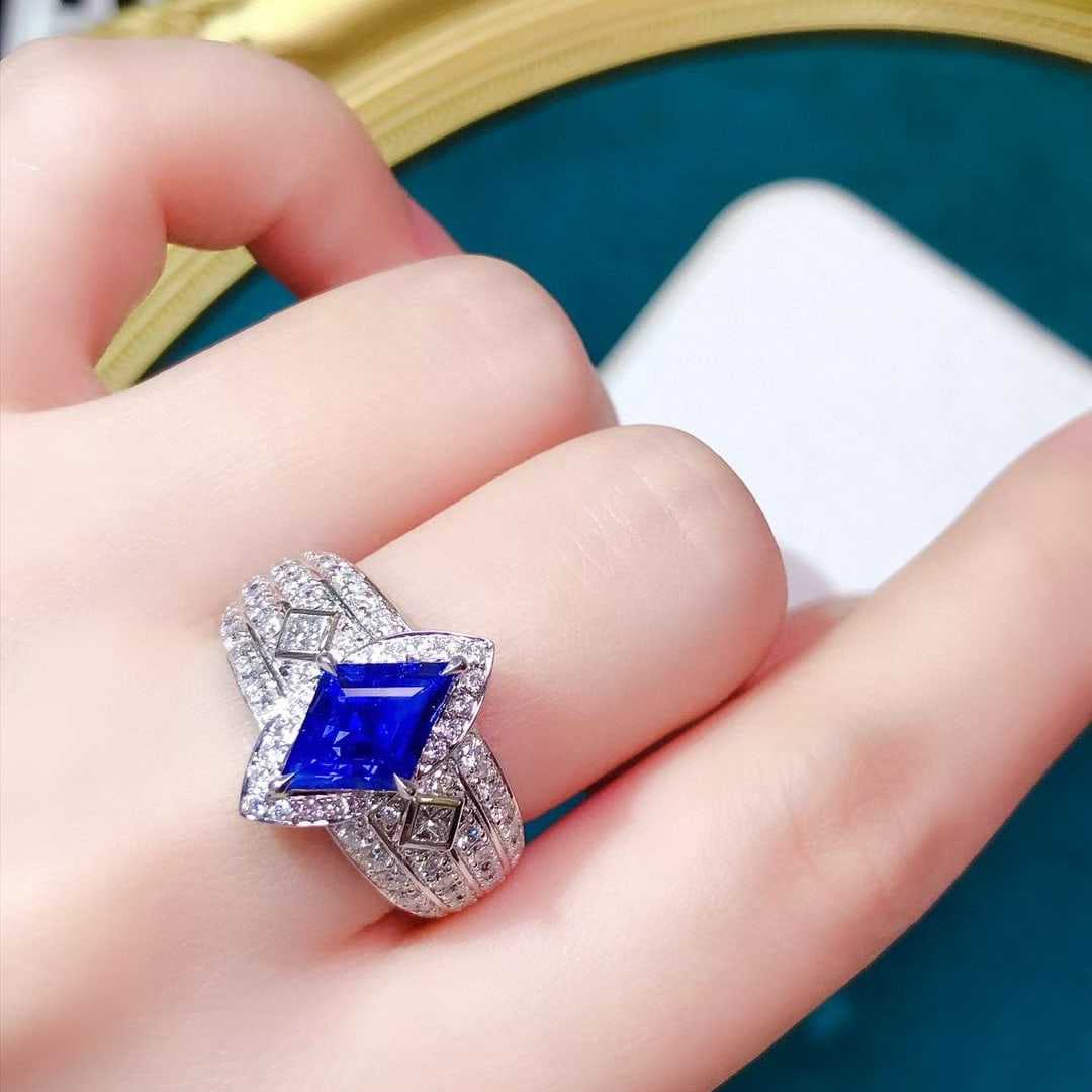 14k Gold 4.43 Ctw Natural Sapphire & Diamond Ring - 5