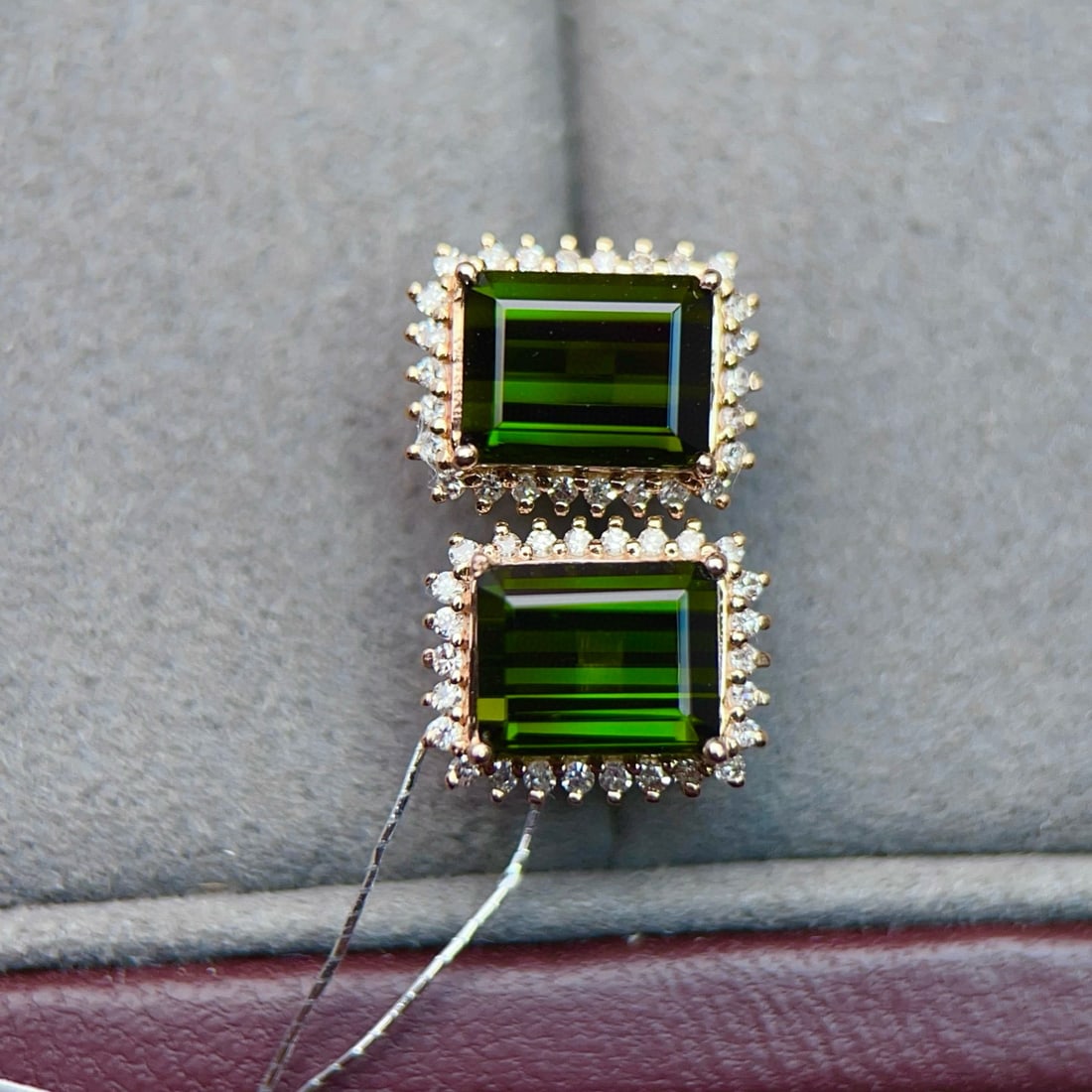 14k Gold 3.7 Ct Natural Tourmaline & Diamond Earrings - 5