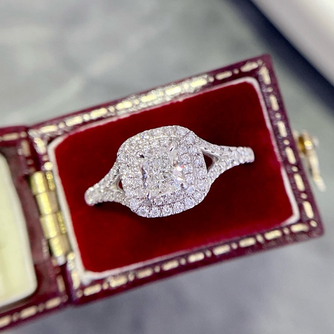 Gia Certified 14k Gold 0.5 Ct Natural H Vs1 Cushion Diamond Ring - 2