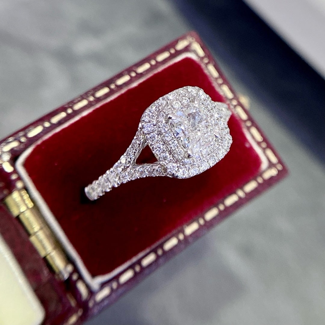 Gia Certified 14k Gold 0.5 Ct Natural H Vs1 Cushion Diamond Ring - 3