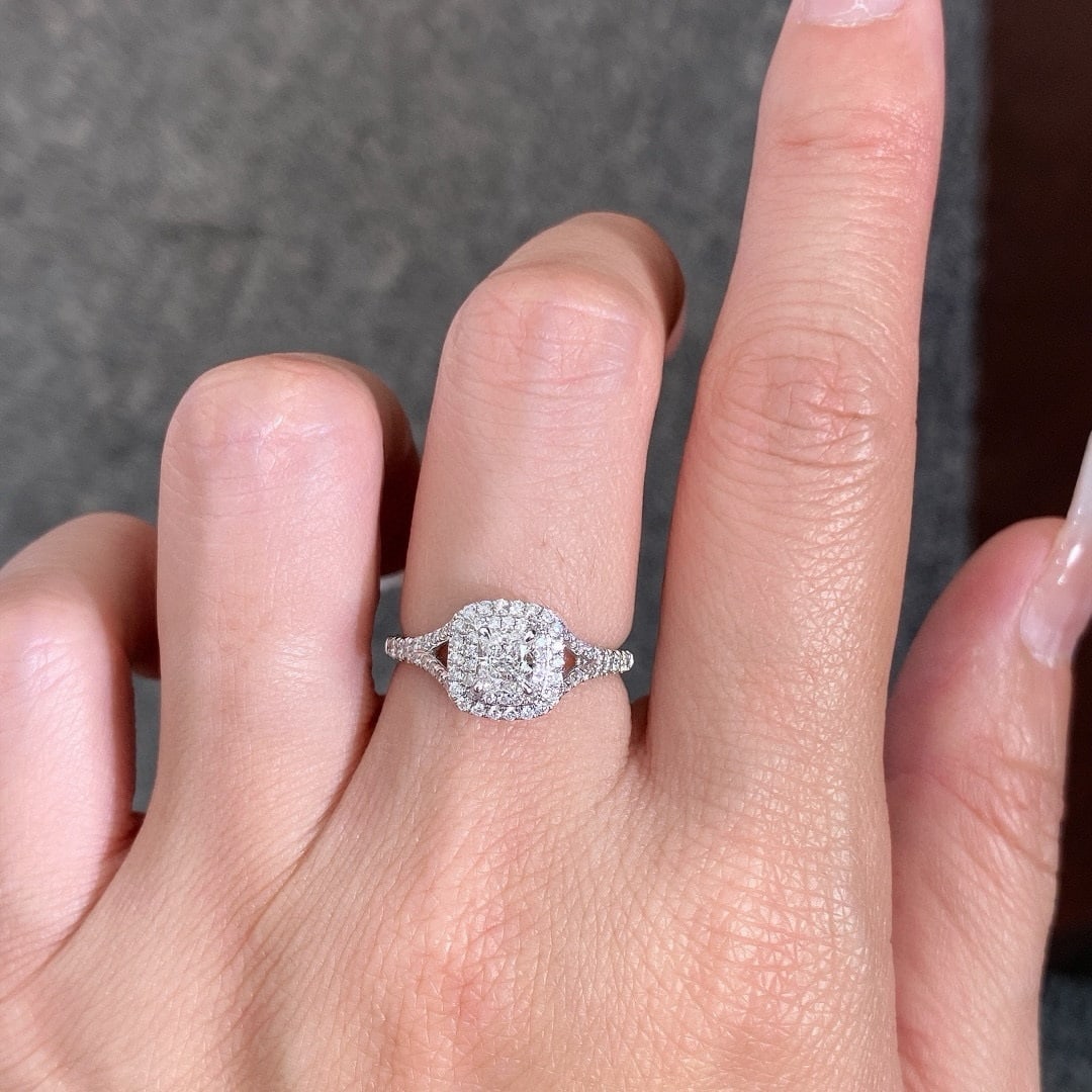 Gia Certified 14k Gold 0.5 Ct Natural H Vs1 Cushion Diamond Ring - 4