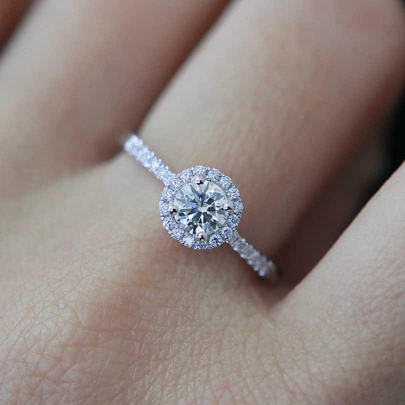 Gia Certified 14k Gold 0.40 Ct Natural E Si1 Round Diamond Ring - 5