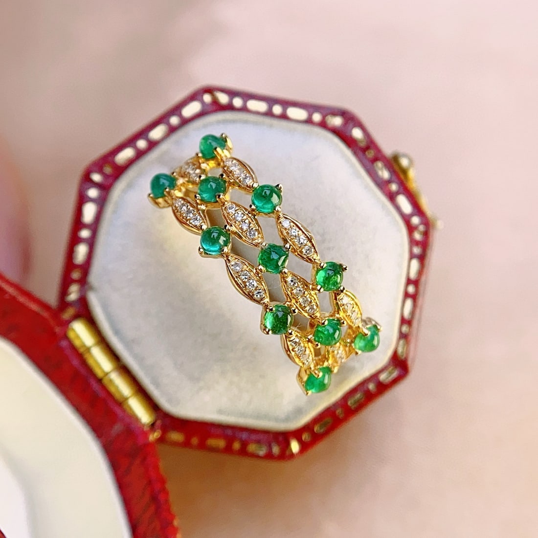 14k Gold 1.00 Ct Natural Emerald & Diamond Ring - 3