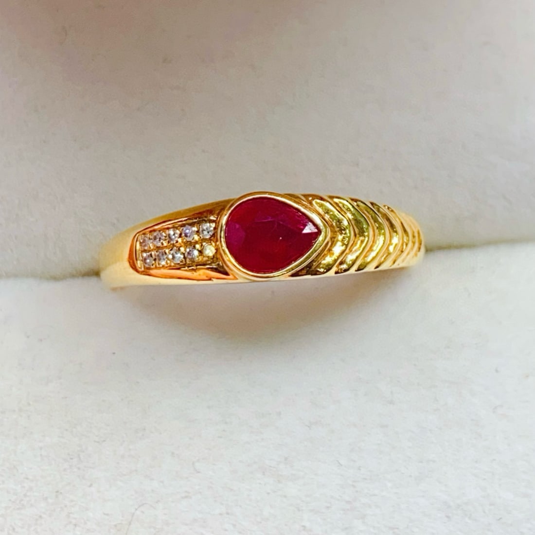 14k Gold 0.5 Ct Natural Ruby & Diamond Ring - 2