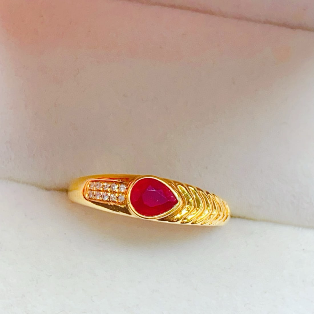 14k Gold 0.5 Ct Natural Ruby & Diamond Ring - 6