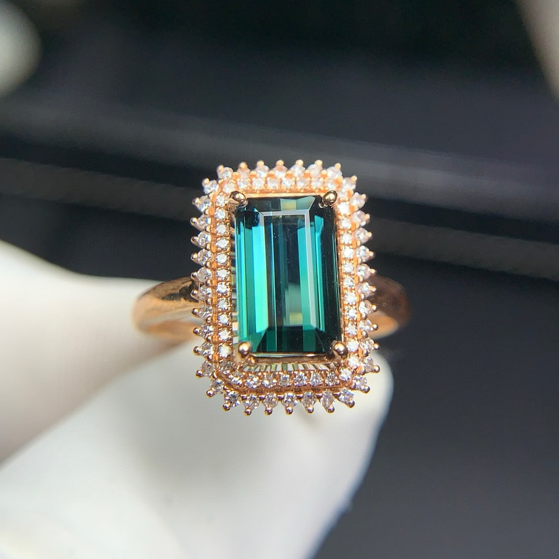 14k Gold 2.7 Ct Natural Tourmaline & Diamond Ring - 5