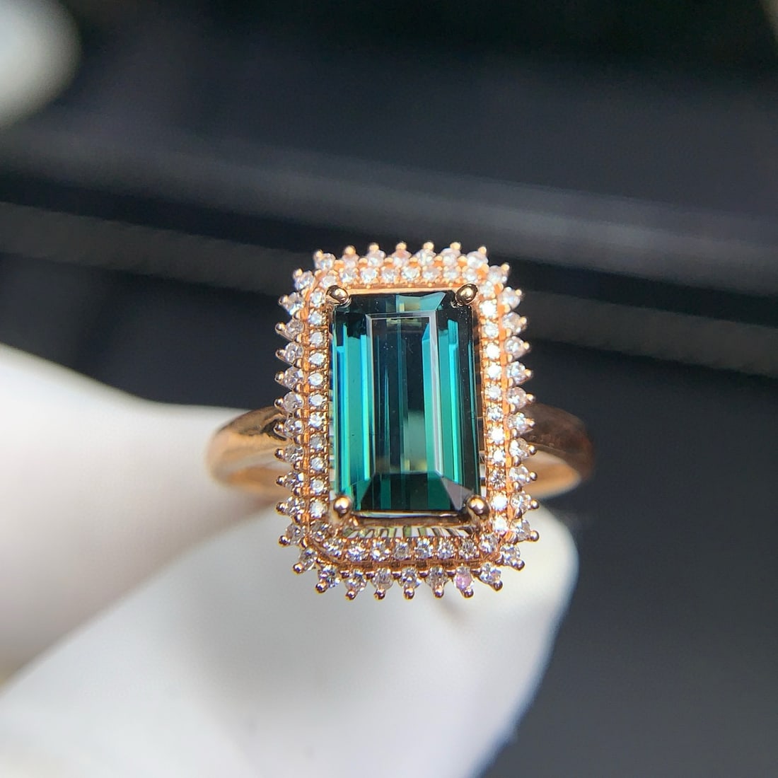 14k Gold 2.7 Ct Natural Tourmaline & Diamond Ring - 7
