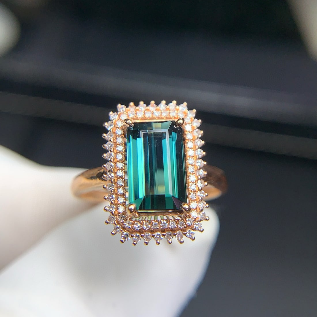 14k Gold 2.7 Ct Natural Tourmaline & Diamond Ring - 8