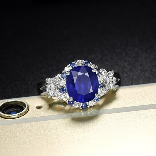 14k Gold 2.37 Ctw Natural Sapphire & Diamond Ring - 2