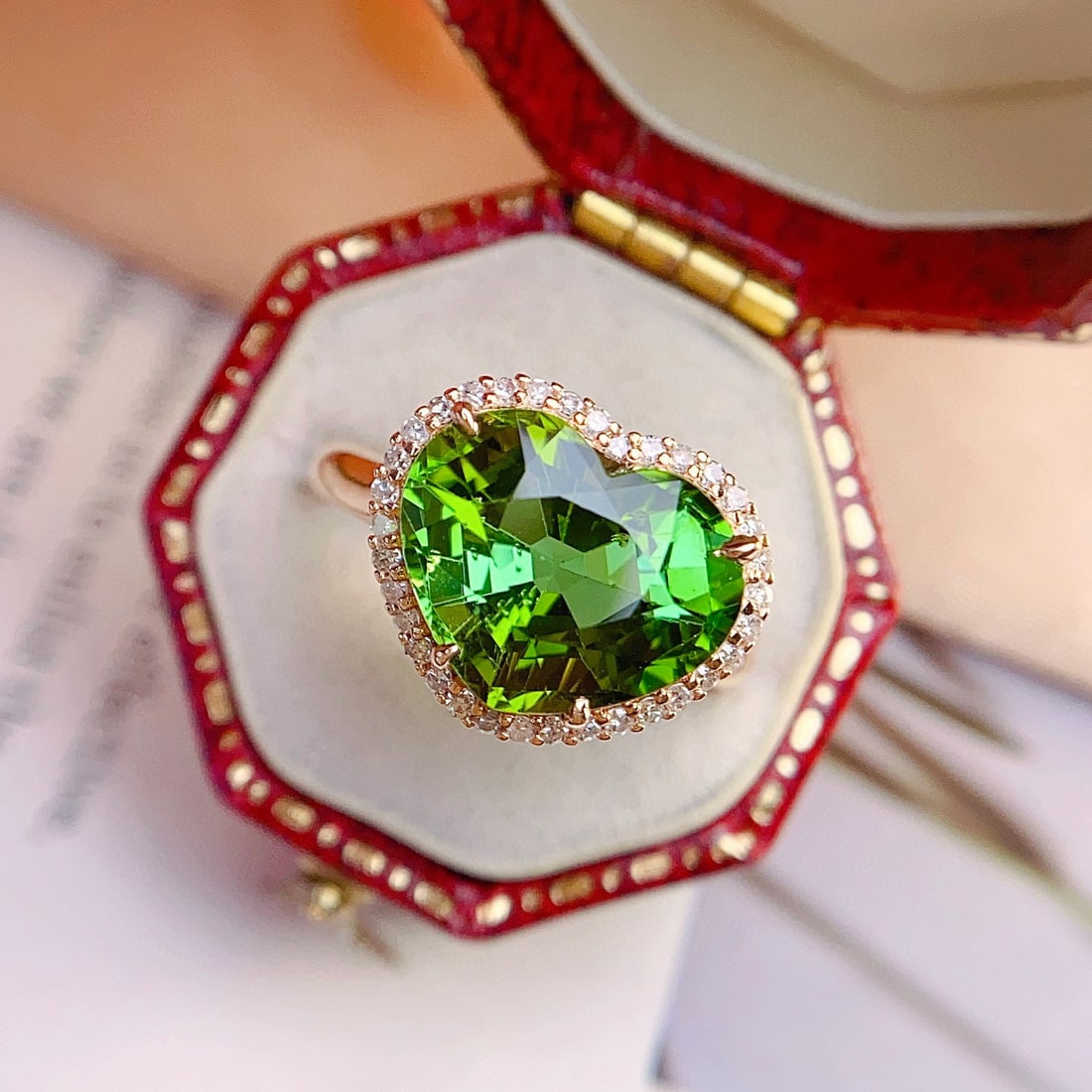 14k Gold 5.20 Ct Natural Tourmaline & Diamond Ring - 4