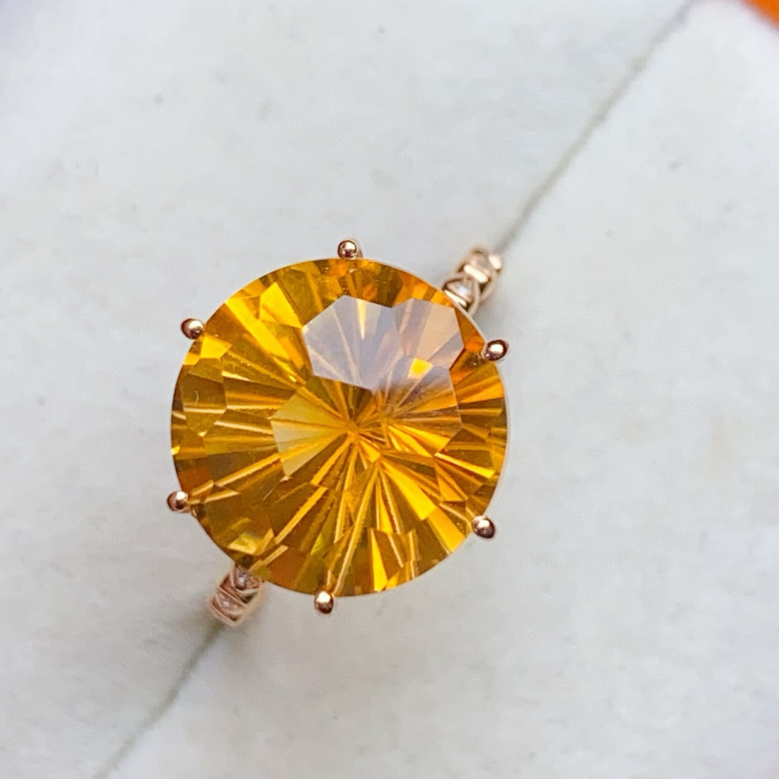 14k Gold 7.12 Ctw Natural Citrine & Diamond Ring - 3