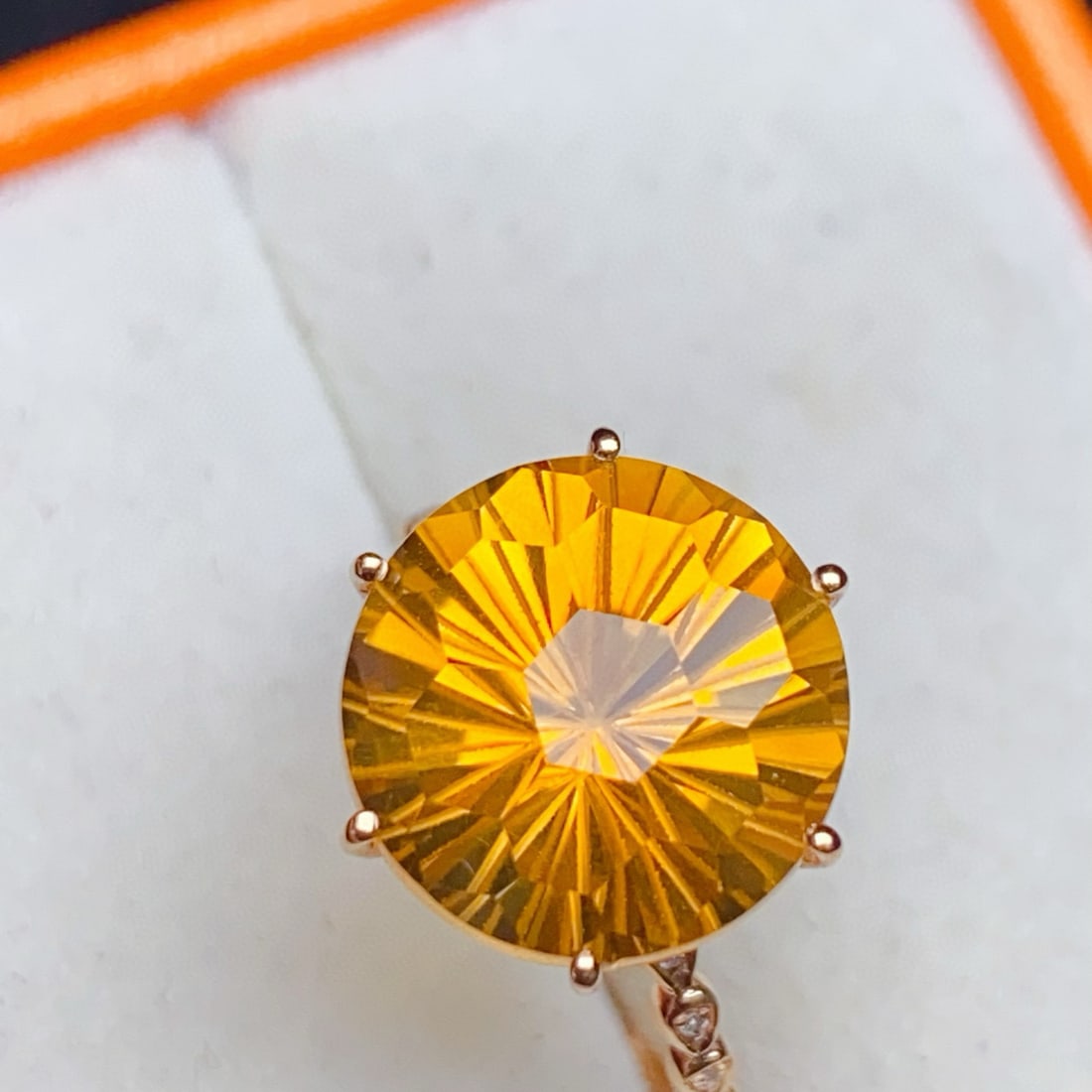 14k Gold 7.12 Ctw Natural Citrine & Diamond Ring - 6