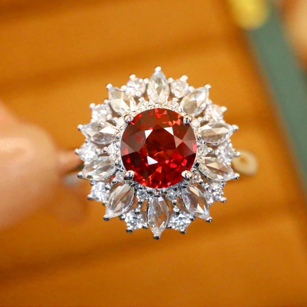 14k Gold 1.32 Ctw Natural Ruby & Diamond Ring: Ref:231063065 // gold content:14k gold // ring size:7. 25us // // main gemstone:ruby // shape:oval // carat weight:0. 90ct // color:red // treatment:natural // // adjacent gemstone 2 : diamond //