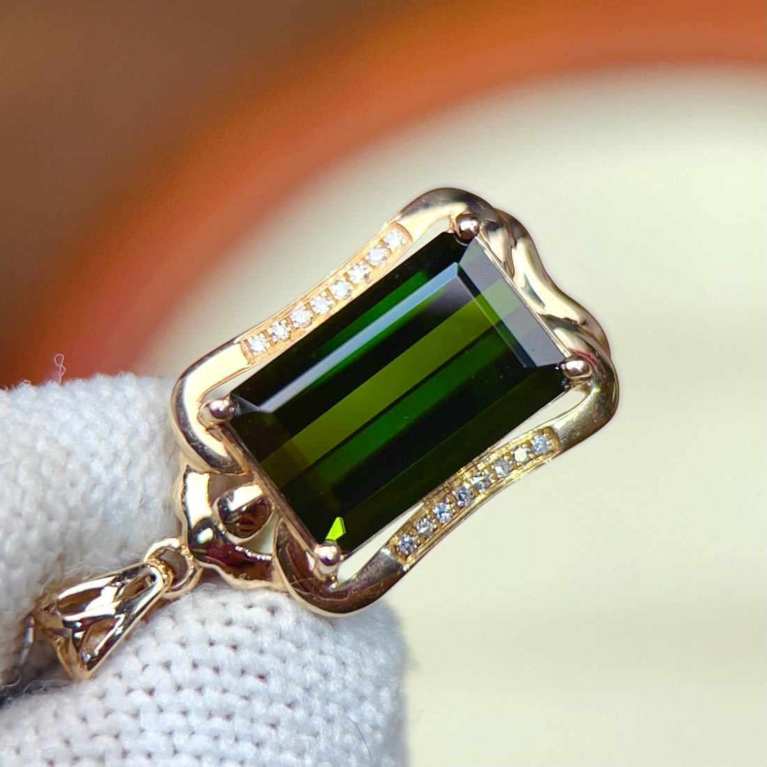 14k Gold 5.20 Ctw Natural Tourmaline & Diamond Pendant( Without Chain ) - 3