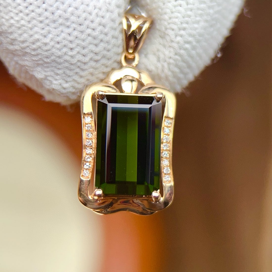 14k Gold 5.20 Ctw Natural Tourmaline & Diamond Pendant( Without Chain ) - 6