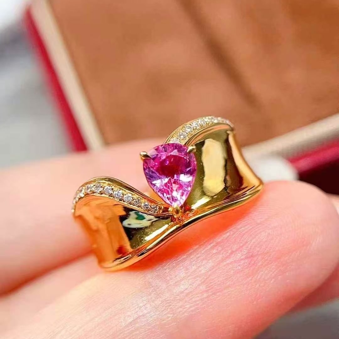 14k Gold 0.7 Ct Natural Sapphire & Diamond Ring - 3