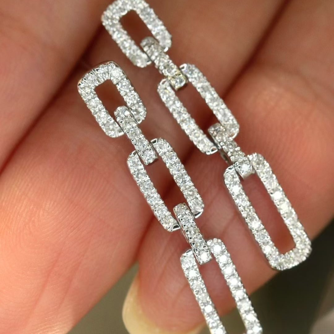 14k Gold 0.56 Ct Natural H Diamond Earrings - 5