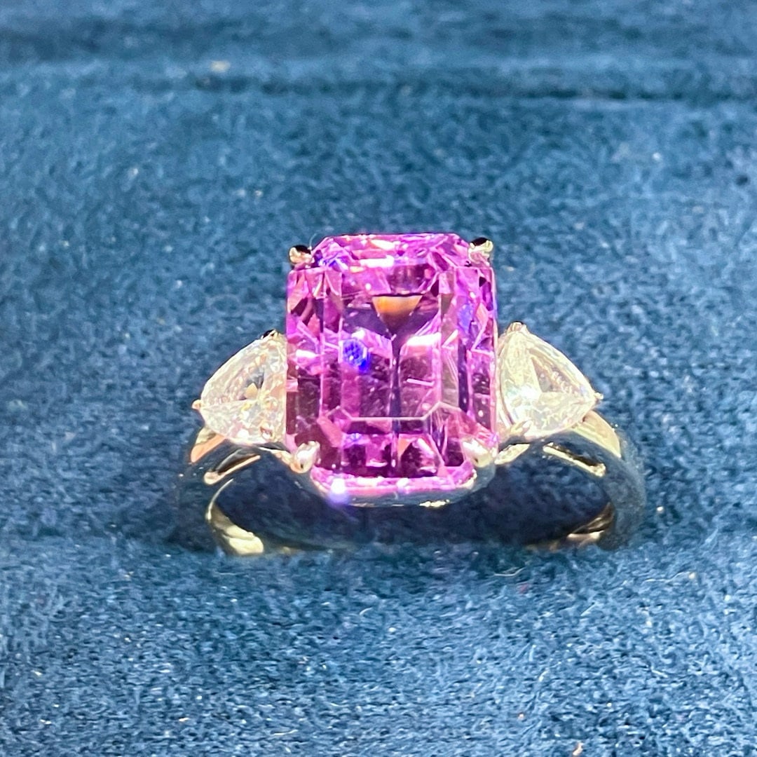 14k Gold 5.75 Ctw Natural Kunzite & Sapphire Ring - 2
