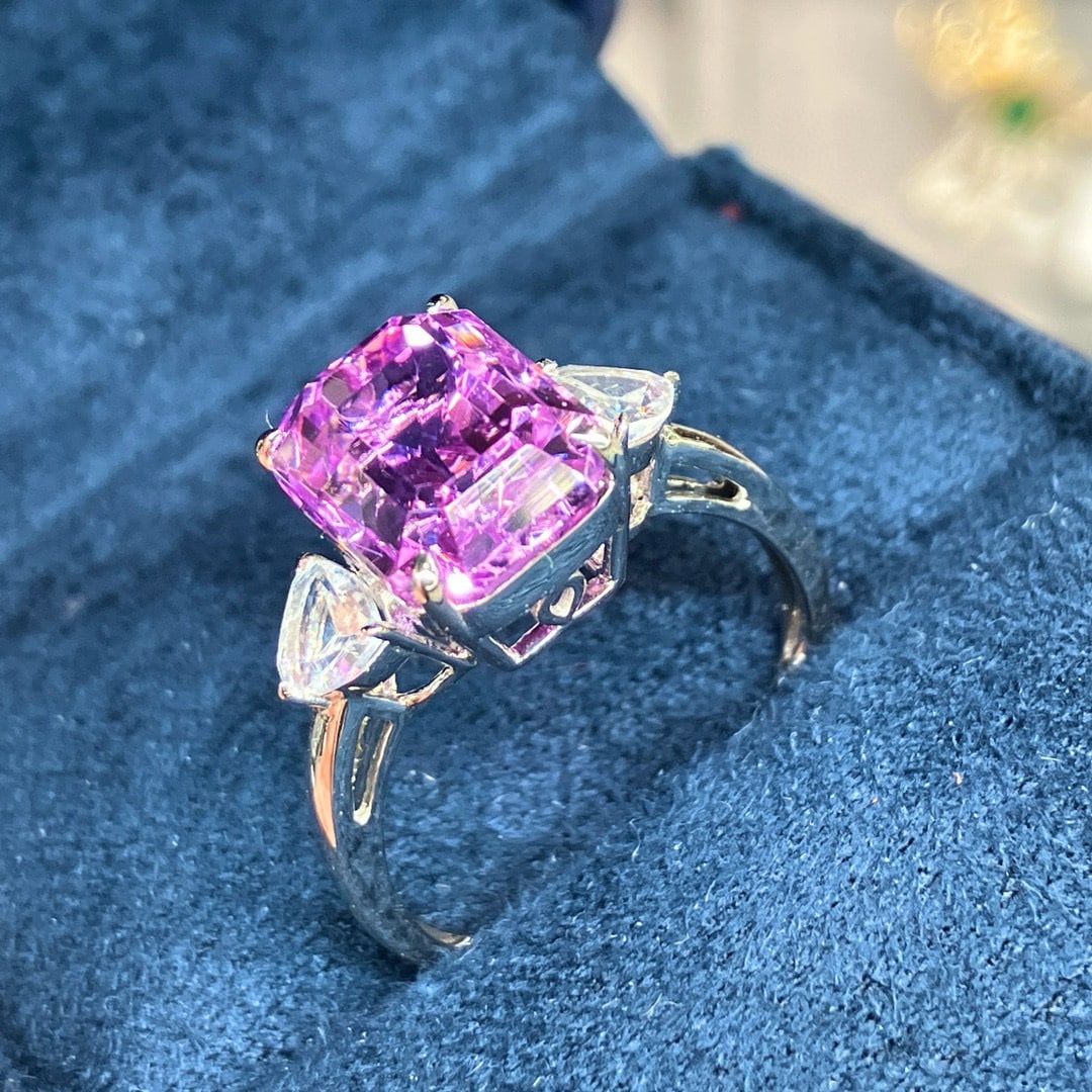 14k Gold 5.75 Ctw Natural Kunzite & Sapphire Ring - 3