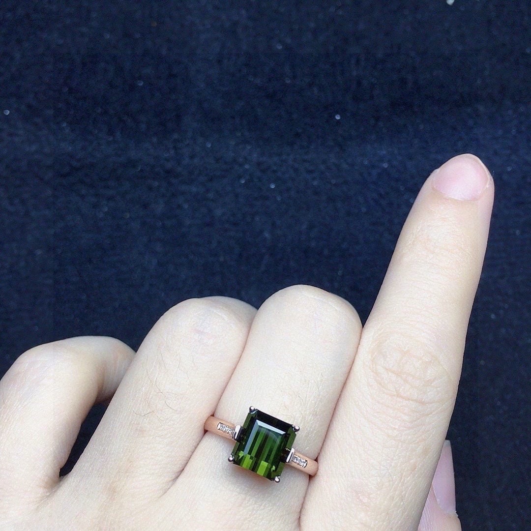 14k Gold 2.88 Ct Natural Tourmaline & Diamond Ring - 4