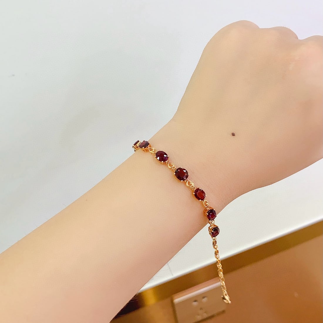 14k Gold 5.5 Ct Natural Tourmaline Bracelet - 6