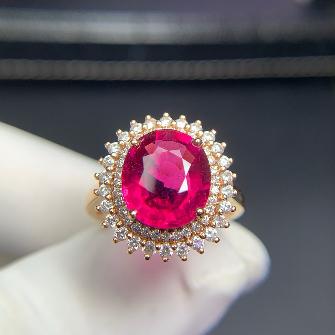14k Gold 4.4 Ct Natural Tourmaline & Diamond Ring - 5