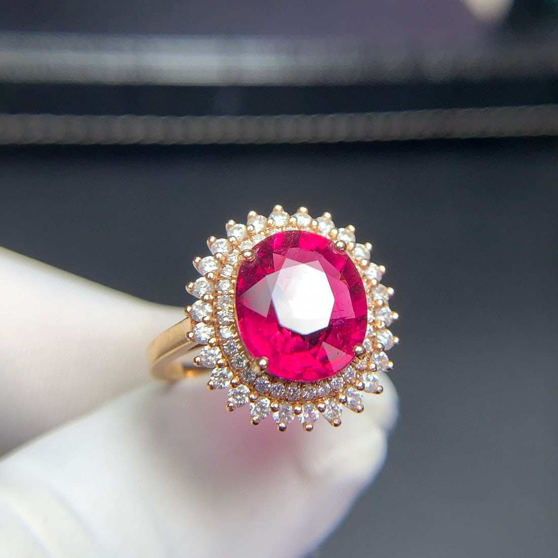 14k Gold 4.4 Ct Natural Tourmaline & Diamond Ring - 8