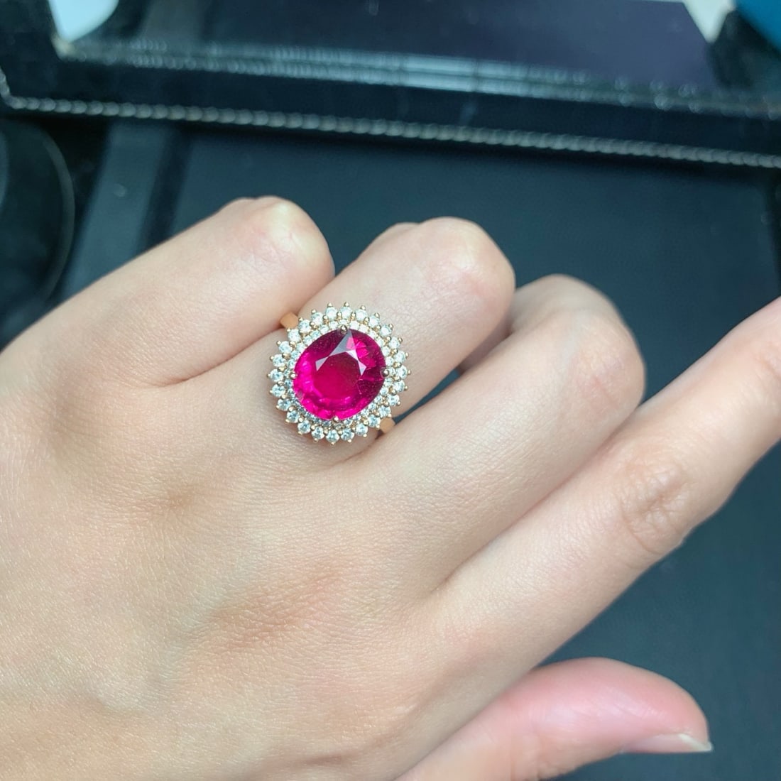 14k Gold 4.4 Ct Natural Tourmaline & Diamond Ring - 9