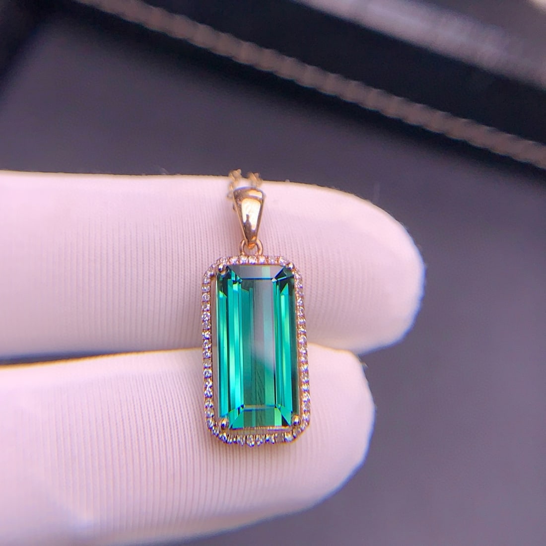 14k Gold 4.35 Ct Natural Tourmaline & Diamond Pendant( Without Chain ) - 5