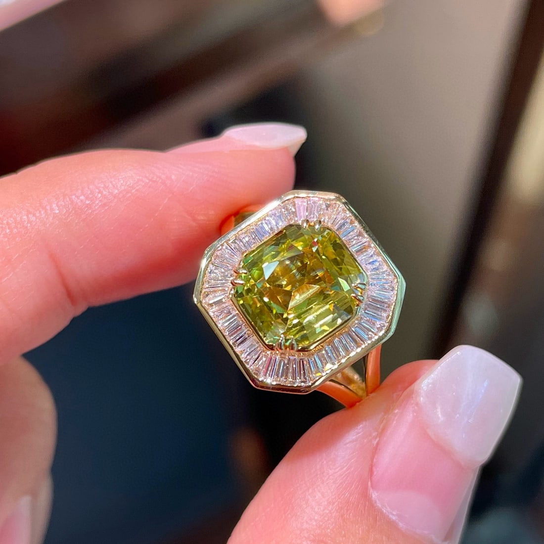 14k Gold 4.13 Ctw Natural Chrysoberyl & Diamond Ring - 3