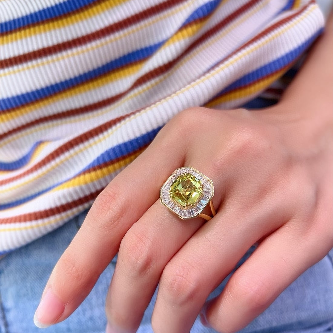 14k Gold 4.13 Ctw Natural Chrysoberyl & Diamond Ring - 4